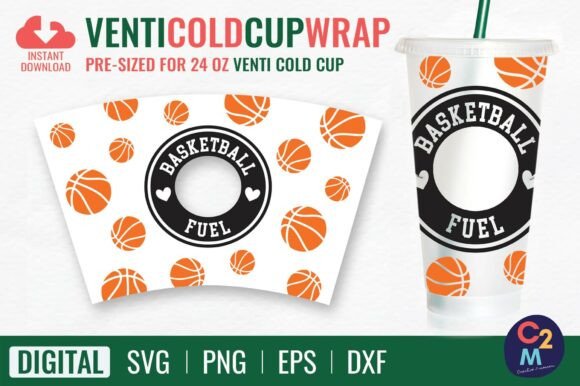 Basketball Fuel Venti Cold Cup 24oz SVG