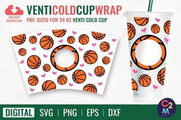 Basketball Venti Cold Cup 24oz SVG