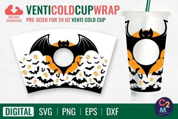 Bats Halloween Venti Cold Cup SVG