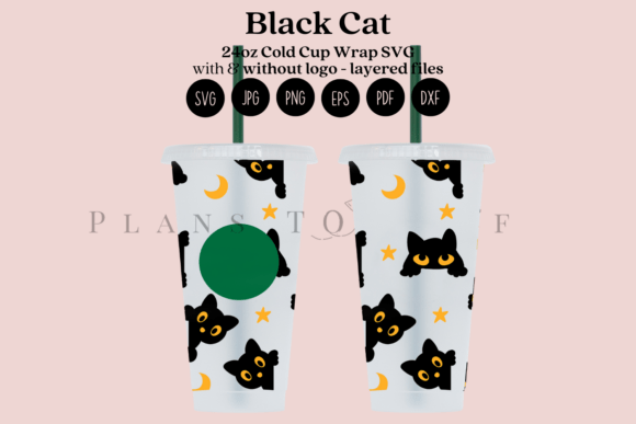 Black Cat Tumbler Wrap SVG
