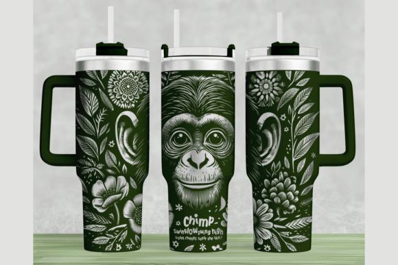 Chimpanzee 40oz Laser Tumbler Wrap SVG
