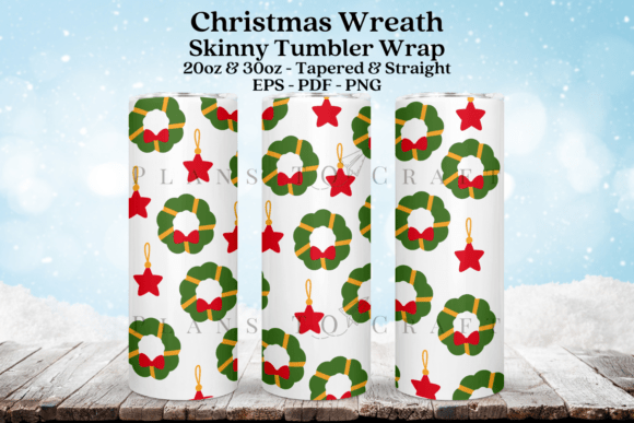 Christmas Wreath Tumbler Wrap SVG