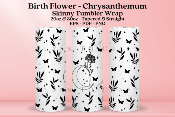 Chrysanthemum Tumbler Wrap SVG