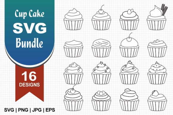 Cup Cake Line Art SVG