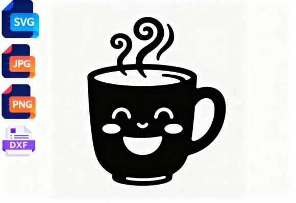 Cute Happy Coffee Cup Kawaii SVG Cut