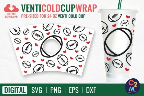 Football Venti Cold Cup 24oz SVG