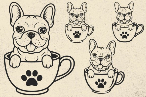 French Bulldog in Coffee Cup Svg