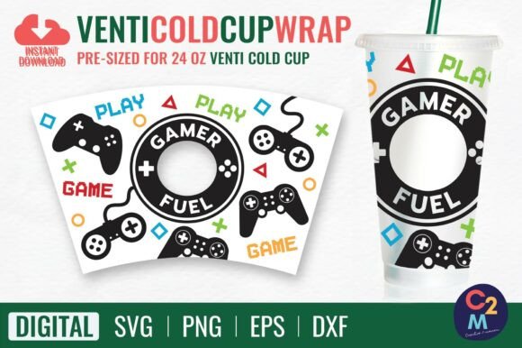 Gamer Fuel Venti Cold Cup 24oz SVG