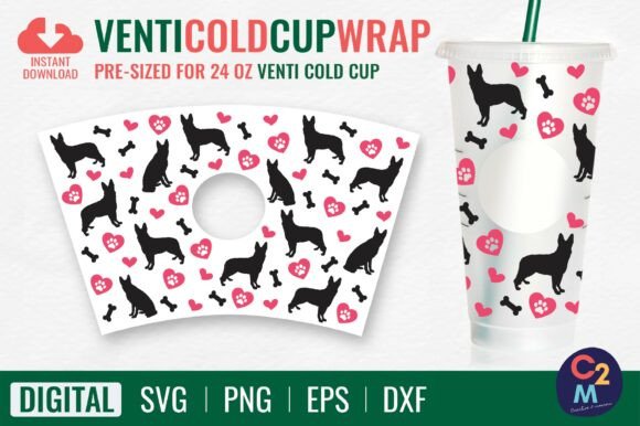 German Shepherd Venti Cold Cup 24oz SVG