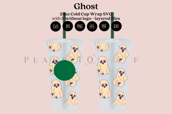 Ghost Halloween 24oz Cold Cup Wrap SVG