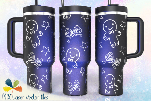 Gingerbread Bows 40oz Tumbler Wrap SVG