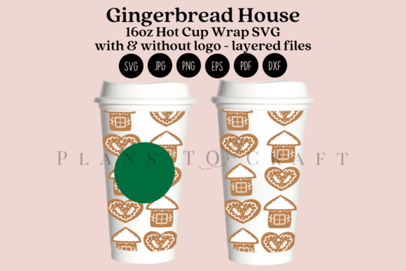 Gingerbread House 16oz Hot Cup Wrap SVG
