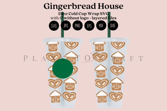 Gingerbread House Cold Cup Wrap SVG