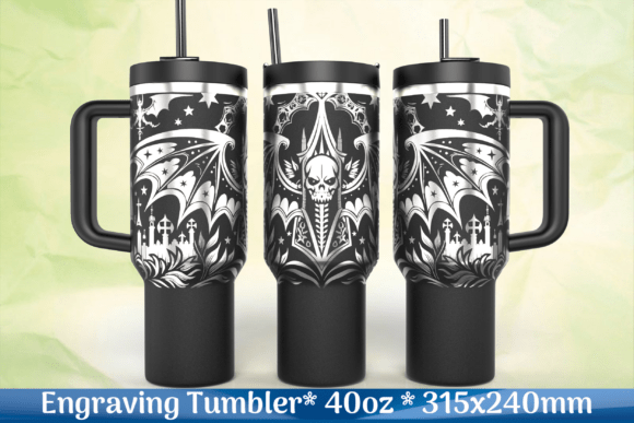 Gothic Skull Wings SVG Tumbler Wrap