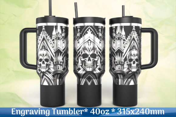 Gothic Skulls Cathedral SVG Tumbler