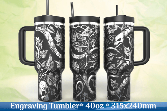 Gothic Snakes Engraving SVG Tumbler