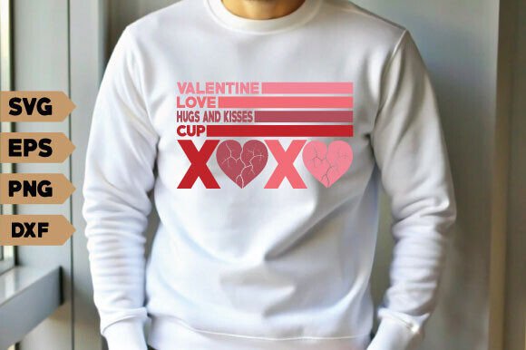 Love Hugs and Kisses Cup Xoxo SVG PNG