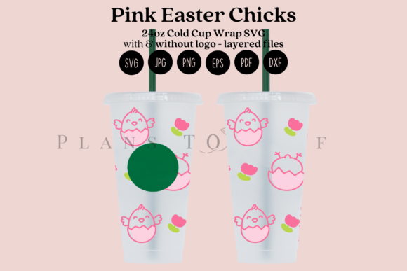 Pink Easter Chick Cold Cup Wrap