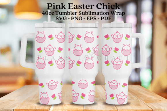 Pink Easter Chick Tumbler Wrap SVG