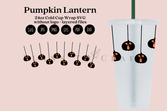 Pumpkin Lantern Cold Cup Wrap SVG