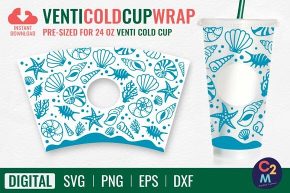 Sea Shells Venti Cold Cup 24oz SVG