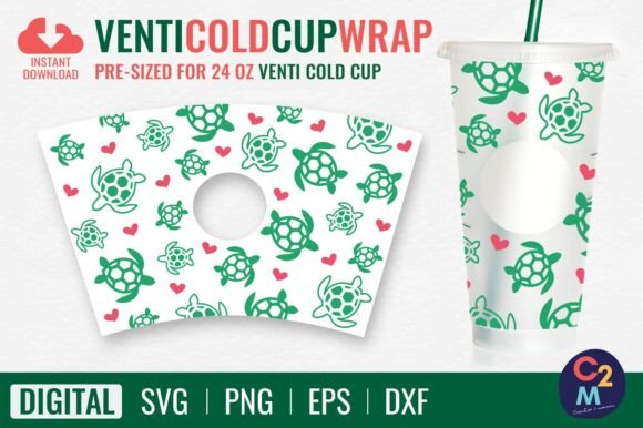 Sea Turtles Venti Cold Cup 24oz SVG