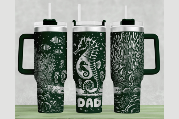 Seahorse Dad Tumbler Wrap SVG