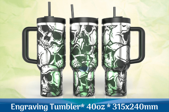 Seamless Skulls Engraving SVG Tumbler