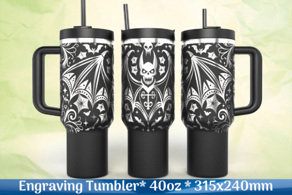 Skull Wings Engraving SVG Tumbler
