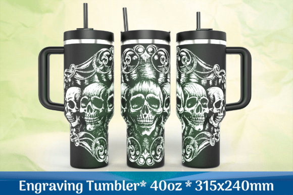 Skulls Gothic Engraving SVG Tumbler