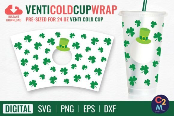 St Patricks Day Venti Cold Cup 24oz SVG