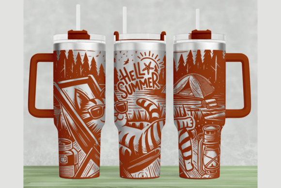 Summer Cat 40oz Laser Tumbler Wrap SVG