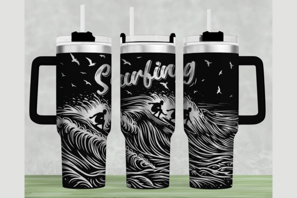 Surfing 40oz Laser Tumbler Wrap SVG