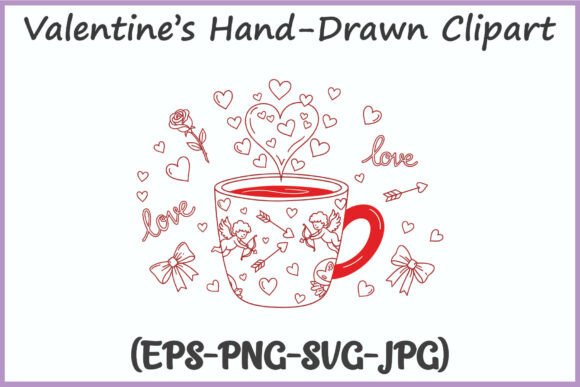 Valentines Day Coffee Cup Clipart SVG