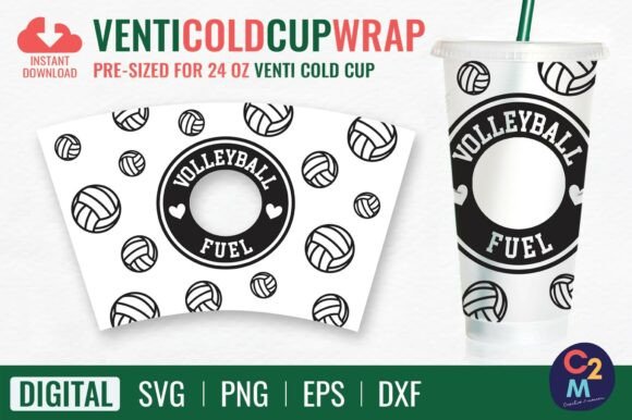 Volleyball Fuel Venti Cold Cup 24oz SVG