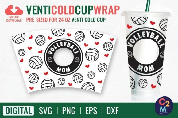 Volleyball Mom Venti Cold Cup 24oz SVG