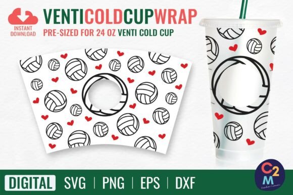 Volleyball Venti Cold Cup 24oz SVG