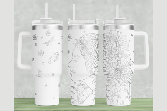 Woman Flower 40oz Laser Tumbler Wrap SVG